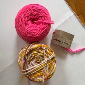 2 skein bundle.  1 Manos Maxima the other is unknown.  See notes below
